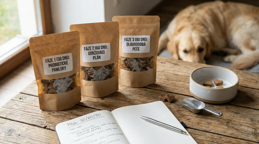 Probiotické pamlsky pro citlivé trávení a průjem: plán 30/60/90 dní